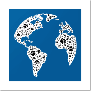 World Atlas Dog Paw Prints Posters and Art